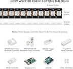 BTF-LIGHTING WS2812B IC RGB 5050SMD Pure Gold Individual Addressable LED Strip 3.28FT 144LED 144Pixel/m Flexible Full Color IP67 DC5V for DIY Chasing Color Project(No Adapter or Controller)