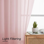 Aiyufeng Blush Pink Sheer Curtains 90 Inches Long 2 Panels Set, Light Filtering Soft Airy Voile Rod Pocket Baby Pink Sheer Window Drapes for Bedroom Living Room, Each 42Wx90L Inches