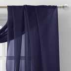NICETOWN Dark Blue Sheer Window Scarves, Elegant Voile Sheer Window Dressings Sheer Curtains Multifunction for Kids Room/Party, 2 Panels, W60 x L216