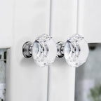 Ravinte 30 Pack Crystal Drawer Knobs - Glass Cabinet Knobs, Diamond Shaped, 30 mm, Silver Base