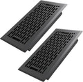 4x8 Inches 2 Pack Heavy Duty Walkable Floor Register - Easy Adjust Air Supply Lever Decorative Floor Vent Covers, Boston Design Vent Covers for Home - Matte Black