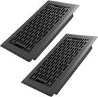 4x8 Inches 2 Pack Heavy Duty Walkable Floor Register - Easy Adjust Air Supply Lever Decorative Floor Vent Covers, Boston Design Vent Covers for Home - Matte Black