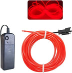 MaxLax EL Wire Red, 16.4ft/5m Portable Battery Pack Neon Light Strip 360° Cuttable Glowing Rope Lights for Parties, Halloween, DIY Decoration