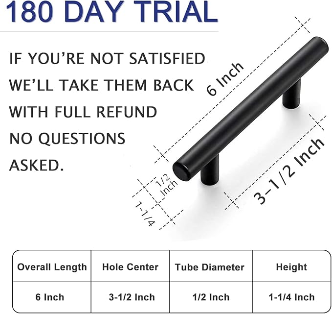 HBL' 5 Pack | 3-1/2 Inch Center to Center Matte Black Cabinet Pulls Kitchen Cabinet Handles, Made of Stainless Steel, Ideal for Cabinet,Drawer,Cupboard and Wardrobe.