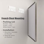 24x32 Inch Brushed Nickel Bathroom Mirror, Rounded Rectangle Silver Metal Frame Mirror, Silver Bathroom Vanity Mirror, Anti-Rust, Hangs Horizontally or Vertically