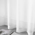 DUALIFE White Voile Sheer Curtains Grommet,Look Semi Sheer Windows Panels,Elegant Solid Color Touch Soft Drapes, 52X120 Inch for Living Room Bedroom,Set of 2 Panels