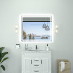 LED Bathroom Mirror 44"x 36", Double Lighting Sources Dimmable, Front and Backlit Bathroom Mirror with Lights, Anti-Fog Lighted Bathroom Vanity Mirror, Tempered Glass (Horizontal/Vertical)