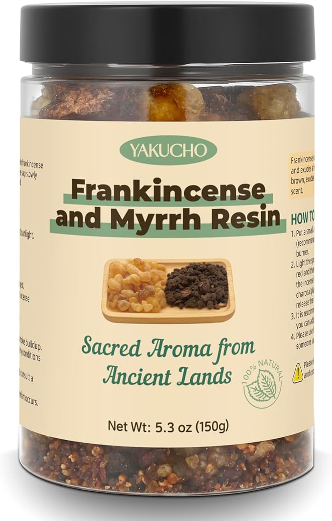Frankincense and Myrrh Incense Gift Pack from Jerusalem – Hand-Harvested Traditional Resin for Prayer, Meditation, and Home Fragrance (5.3 oz)