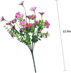 Artificial Flowers Outdoor 8 Bundles Red Fake Flowers Flores Artificiales Silk Daisies Eucalyptus Plants Fade Resistant Faux Wild Flower for Porch Patio Home Garden Pot (8 Bundles Red)