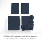 Mellanni Queen Sheets Set - 4 PC Iconic Collection Bedding - Hotel Luxury, Extra Soft, Cooling Bed Sheets - Wrinkle, Fade, Stain Resistant (Queen, Navy Blue)