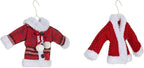 DEMDACO Cozy Time Red, White, Plaid 5 x 7 Inch Knit Polyester Christmas Tree Decoration, Festive Holiday Décor Hanging Ornaments, Set of 2, Winter Coats On Hanger