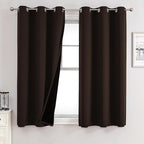 ChrisDowa 100% Blackout Curtains for Bedroom with Black Liner, 2 Thick Layers Total Blackout Thermal Insulated Grommet Window Curtains 2 Panels Set (Brown, 42 x 63 Inch)