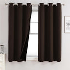 ChrisDowa 100% Blackout Curtains for Bedroom with Black Liner, 2 Thick Layers Total Blackout Thermal Insulated Grommet Small Window Curtains 2 Panels Set (Brown, 42 x 54 Inch)