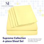 6 Piece Bed Sheet Set, Twin, Pale Yellow