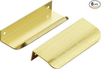 Ravinte Hardware 6 Pack Gold Cabinet Handles, 4 Inch (102mm) Finger Edge Pulls, 3 Inch Hole Center, Finger Pulls for Cabinets