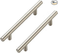 JOY DECOR 15 Pack Cabinet Handles, Brushed Nickel Cabinet Pulls, 4 in Hole Center Kitchen Cabinet Handles, Stainless Steel T Bar Handles for Dresser Drawers