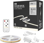 16.4ft COB Led Strip Light with Remote, 4000K Dimmable Bright Led COB Strip Light, White Continuous Led Strip Light for Mirror, Stair, Cabinet, Room