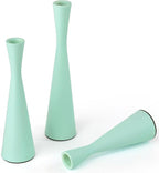 Vixdonos Taper Candle Holders Metal Candlestick Holders Set of 3 Table Mantel Decorative Candle Stand for Dinning,Party，Wedding,Home Decor(Light Green)