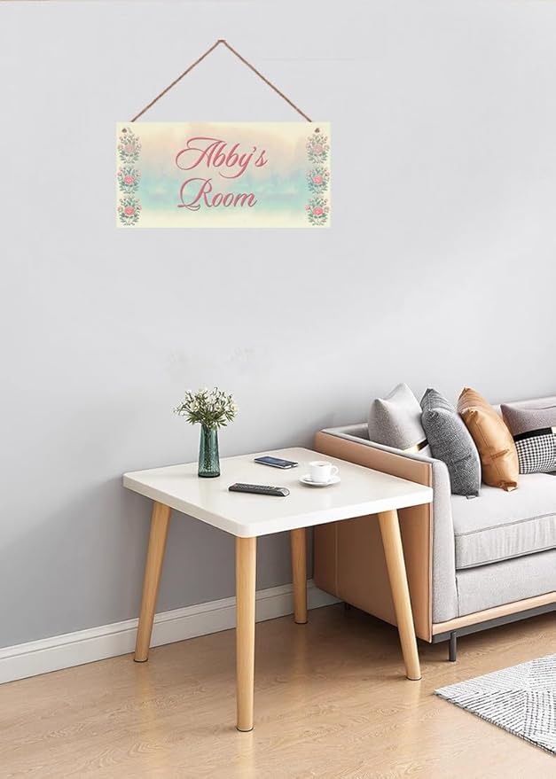 Personalized Sign Girls Bedroom Pretty Flowers Personalized Name Door Sign Wall Art Décor Wood Plaque Sign Wall Decor