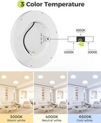 hepside 1Pack Dimmable Flush Mount Ceiling Light Fixture White, 3CCT Selectable 3000/4000/6500K Ceiling Lamp, 7.5INCH 15W 1500LM Low Profile Light for Bedroom, Kitchen, Bathroom, Hallway