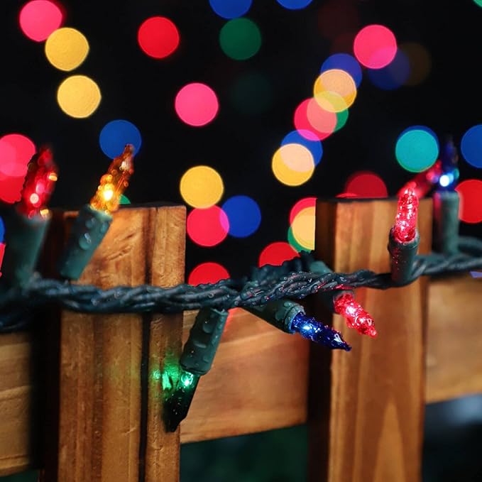 LAMPHOME Super-Bright Extendable Multi Christmas Lights Decoration 100Lights 19.6ft UL Certified Mini Bulb String Lights Set for Outdoor Christmas Tree Garden Holiday Party Patio Wedding Garland Decor