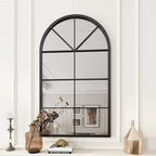 ironsmithn Arched Window Mirror, 41.3"x24" Grid Arch Mirror, Black Metal Windowpane Mirrors for Living Room Fireplace Entryway Bedroom Hallway Home Decor