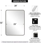 ANDY STAR 24x32 INCH Chrome Mirrors for Bathroom, Polished Nickel Bathroom Mirror, Rounded Rectangle Mirror, Anti-Rust SUS304, Tube Metal Frame, 1’’ Deep Wall Mounted Vertically/Horizontal