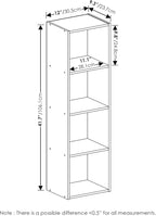 Furinno PASIR Book Shelf, 4-Tier Modern Bookshelf, Open Shelves Bookcase 9" x 12" x 42", for Living Room, Bedroom, Home Office, French Oak