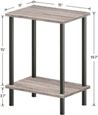 HOOBRO End Tables Set of 2, Small Side Table, Nightstand with 2-Layer Storage Shelves, Sofa Table for Small Spaces, Living Room, Bedroom, Stable Frame, Easy Assembly, Greige and Black BG09BZP201