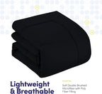 King Size Comforter Set with Sheets - 7-Piece Bedding Collection - 1 Comforter, 1 Fitted Sheet, 1 Flat, 4 Pillowcases - Deep Pocket - Soft & Breathable Premium Quality - Ideal for All Seasons, Black