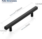 JOY DECOR 60 Pack 5 Inch Matte Black Square Cabinet Handles Stainless Steel Cabinet Hardware Pulls for Kitchen and Drawers with 7-3/8 Inch Overall Length