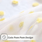 MYSKY HOME Pom Pom White Sheer Curtains for Girls Bedroom Mustard Yellow Curtains for Nursery 84 Inch Long Living Room Curtains 2 Panels Light Filtering Rod Pocket Window Drapes 52 x 84 inch