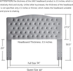 24KF Upholstered Tufted Button Velvet Headboard,Comfortable Fashional Headboard Queen/Full Size, Gray