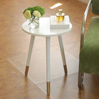 AWASEN Round Side Table, Small End Table Nightstand Accent Table for Living Room Bedroom Office Small Spaces, 16''D x 19.5''H (White & Gold)