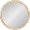 Kate and Laurel Pao Modern Round Wood Wall Mirror; 28; Natural Wood; Decorative Scandinavian Circle Mirror for Robust Wall Decor