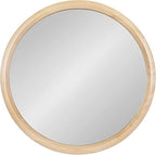 Kate and Laurel Pao Modern Round Wood Wall Mirror; 28; Natural Wood; Decorative Scandinavian Circle Mirror for Robust Wall Decor