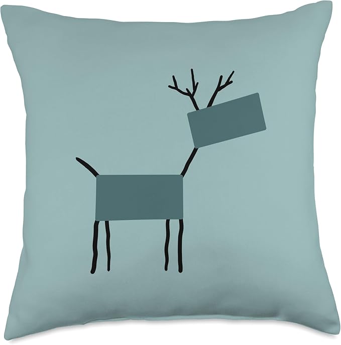 Cute Scandinavian Animals Designs Chic Deer Moose Scandinavian Elk Minimalism Reindeer Throw Pillow, 18x18, Multicolor