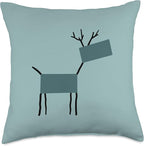 Cute Scandinavian Animals Designs Chic Deer Moose Scandinavian Elk Minimalism Reindeer Throw Pillow, 18x18, Multicolor