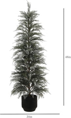 CG Hunter Holiday Collection, Set-of-1 Faux Flocked Cedar Tree, Premium Artificial Indoor Flocked Cedar Tree Stands 4' Tall in Pot–Perfect Christmas Decoration