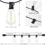 Brightever Outdoor String Lights, 25FT Patio Lights with 13 ST38 LED Edison Bulbs (1 Spare), Waterproof Connectable String Lights for Outside, Dimmable Hanging Light for Backyard Porch Decor, Black