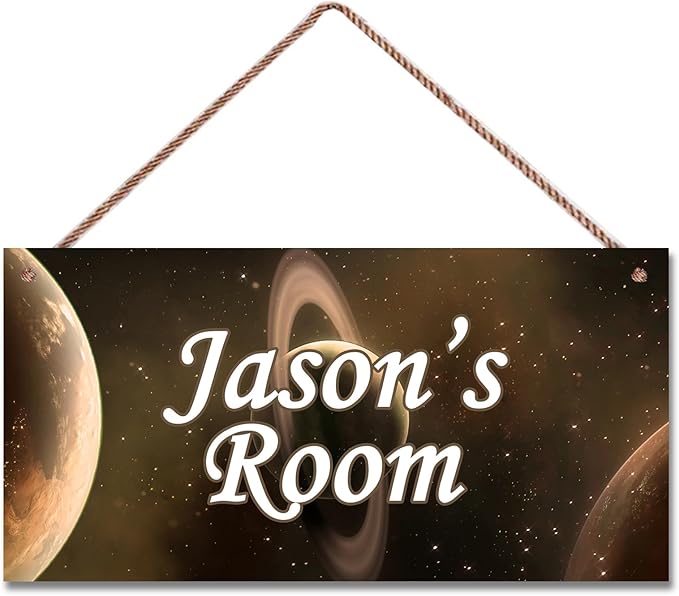 Personalized Outer Space Man Cave Sign For Boys Room Bedroom Custom Name Science Fiction Theme Kids Toddler Baby Nursery Door Plaque Planet Wall Art Decor For Little Man Cave