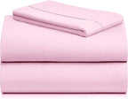 LuxClub 3 PC Sheet Set Bed Sheets Deep Pockets 16" Eco Friendly Wrinkle Free Cooling Machine Washable Hotel Bedding Silky Soft - Powder Pink Twin XL