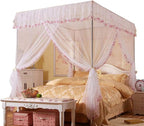 Canopy Bed Curtains Full - 4 Corner Canopy for Beds, Bed Canopy for Girls Adult, Bedroom Decor (Full Size, White)