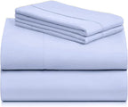 LuxClub 4 PC Sheet Set Bed Sheets Deep Pockets 16" Eco Friendly Wrinkle Free Cooling Machine Washable Hotel Bedding Silky Soft - Sky Blue King