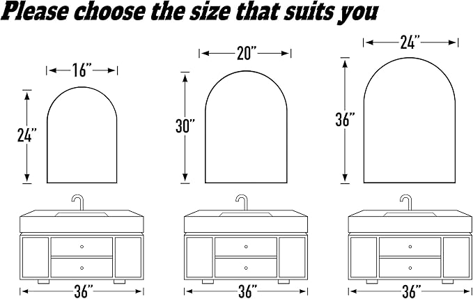 24x36 Arch Mirror Rectangle Full Length Wall Mounted Hanging or Against Wall Metal Frame Dressing Make-up Mirrors for Entryway Bedroom Bathroom Living Room 24 36 inch Black