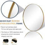 ANDY STAR Gold Round Mirror, 36’’ Brushed Gold Circle Bathroom Mirrors in Stainless Steel Metal Frame 1" Deep Set Design