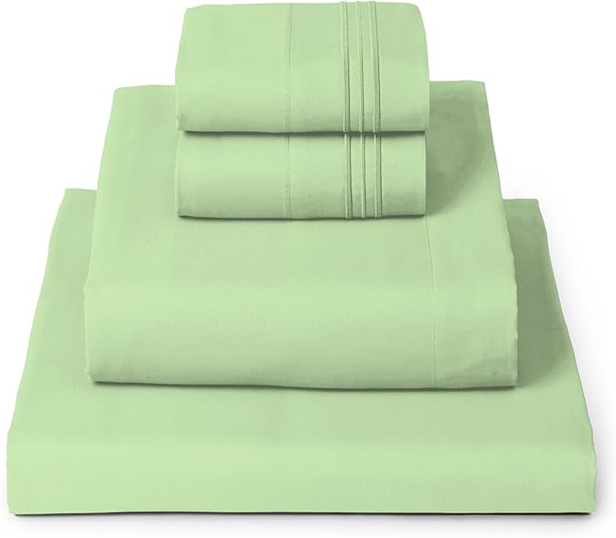 Mellanni Full Sheets Set - 4 PC Iconic Collection Bedding - Hotel Luxury, Extra Soft, Cooling Bed Sheets - Wrinkle, Fade, Stain Resistant (Full, Pistachio)