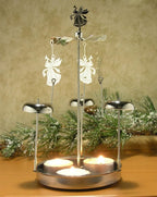 Spinning Angels Tealight Candle Spinner with Bell Chimes - Swedish Scandinavian Style Design - Measures 8" H