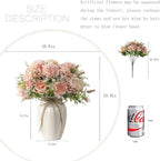 Peonies Artificial Flowers in Vase, Fake Hydrangea Silk Peony Flower Bouquet with Vase Faux Flowers Arrangement Decor Home Table Dining Room (Pink)