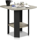 Furinno Simple Design End Table, 2-Pack, French Oak Grey/Black